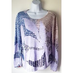 Nick & Zoey Womens Floral Abstract Linen Blend Sweater Size Medium Artsy Spring